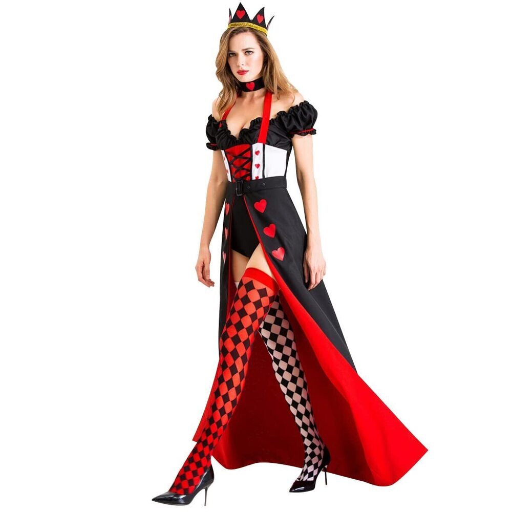 6347 Queen Costume Adult Sexy Halloween Cosplay Outfits with Crown Red